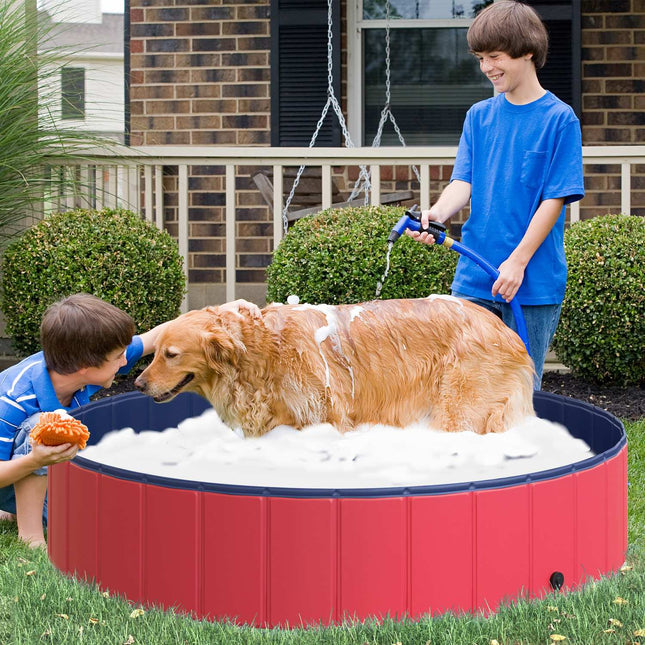 Large PVC paddling pool for dogs, Ø140x30 cm, Red
