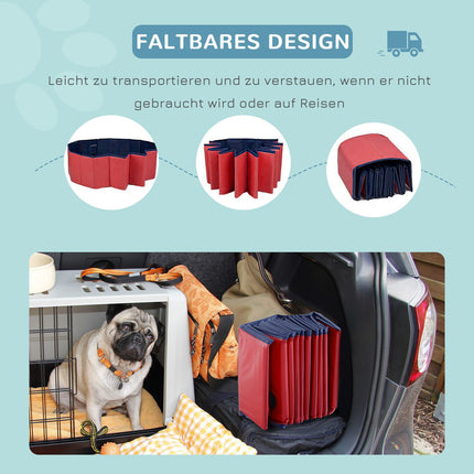 Dog pool, durable PVC and wood, 100x30 cm, Red