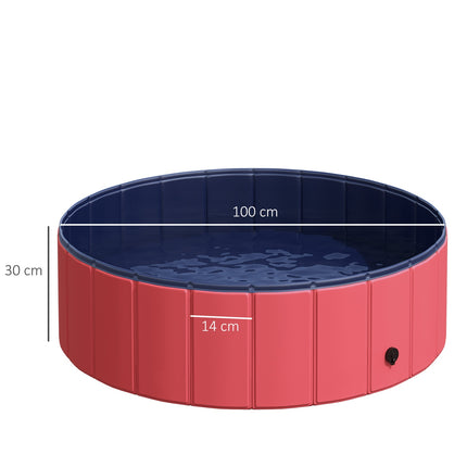 Dog pool, durable PVC and wood, 100x30 cm, Red