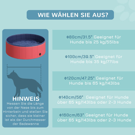 Dog pool, durable PVC and wood, 100x30 cm, Red