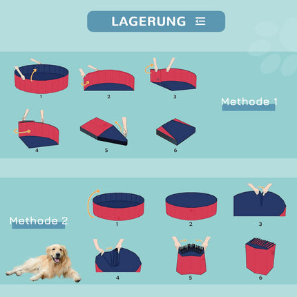 Dog pool, durable PVC and wood, 100x30 cm, Red