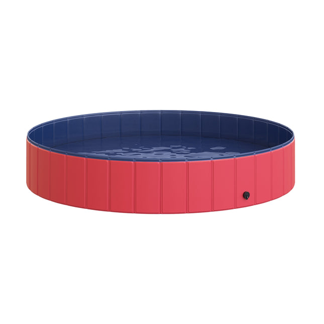 Extra large blue dog pool, plastic + wood, 160x30 cm