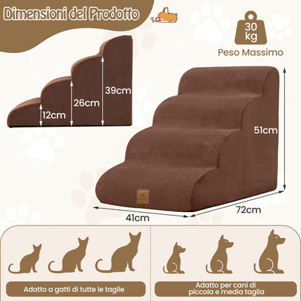 Dog Ramp, 4-Step Foam, Non-Slip, Washable Cover