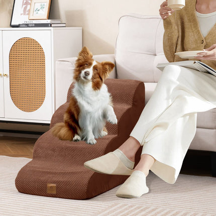 Dog Ramp, 4-Step Foam, Non-Slip, Washable Cover