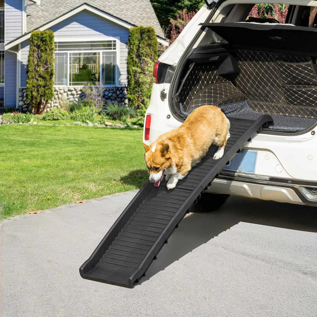Folding dog ramp - Non-slip, Black, 155x39x14 cm