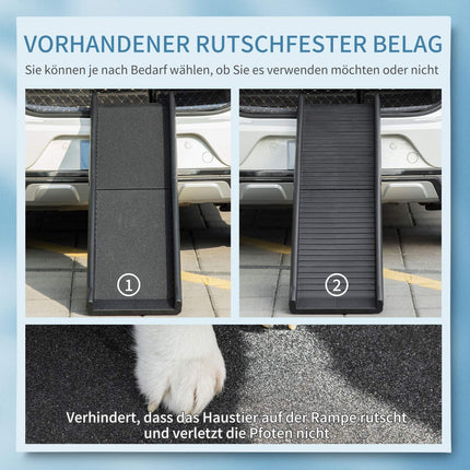 Folding dog ramp - Non-slip, Black, 155x39x14 cm