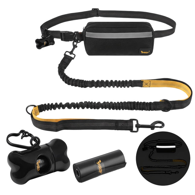 Dog Running Waist Belt with Leash, Cushioned, Reflective