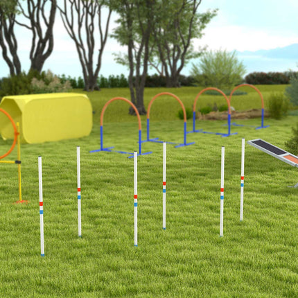 Dog training slalom poles Set with carrying bag, 305x60x94 cm