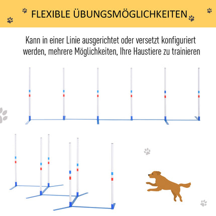 Dog training slalom poles Set with carrying bag, 305x60x94 cm