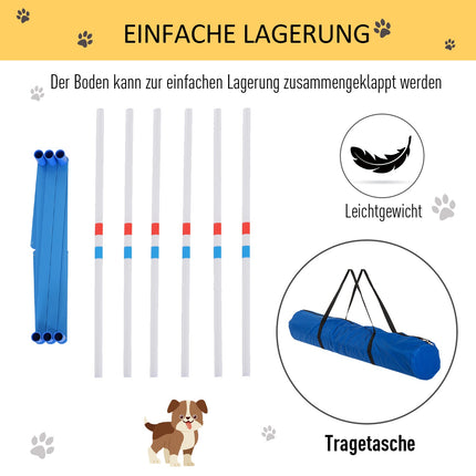 Dog training slalom poles Set with carrying bag, 305x60x94 cm