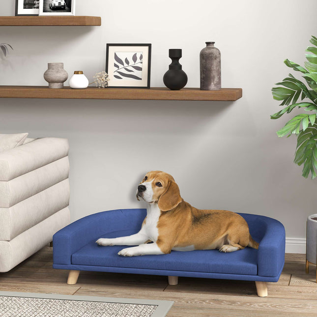 Dog Sofa Bed, Eucalyptus Wood, 98 x 67 x 25 cm, Blue