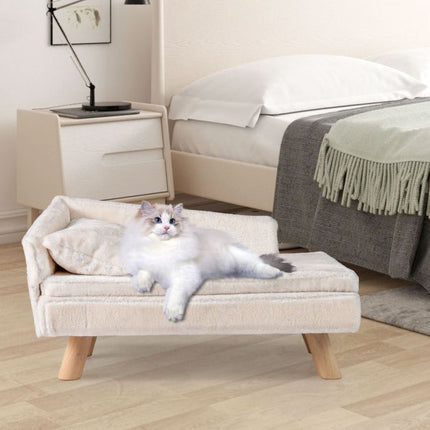 Dog Sofa Bed With Removable Cushion, Pillow, Wood Legs