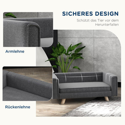 Sofa bed for dogs with raised design, washable cover, gray
