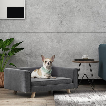 Sofa bed for dogs with raised design, washable cover, gray