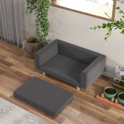 Sofa bed for dogs with raised design, washable cover, gray