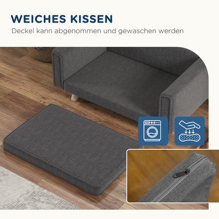 Sofa bed for dogs with raised design, washable cover, gray