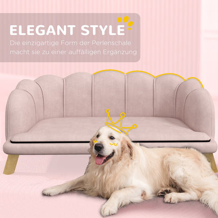 Pet sofa with washable cover, wooden legs - pink