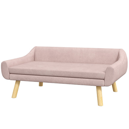 Pet sofa with backrest, velvet pink, for medium/large dogs