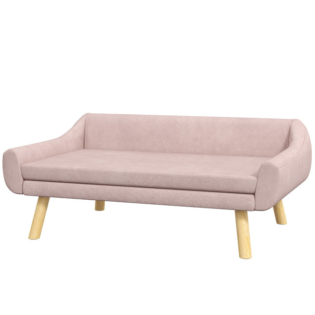 Pet sofa with backrest, velvet pink, for medium/large dogs