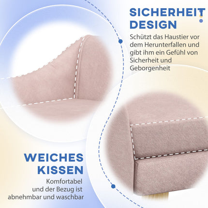 Pet sofa with backrest, velvet pink, for medium/large dogs