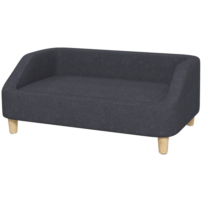 Dog sofa - elevated, wooden legs, dark grey, medium and large