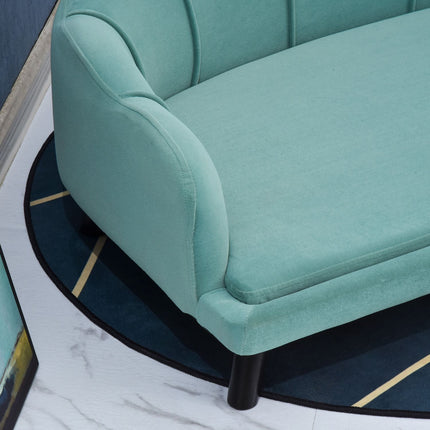 Pet sofa with backrest & wooden legs, soft fabric, green