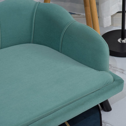 Pet sofa with backrest & wooden legs, soft fabric, green