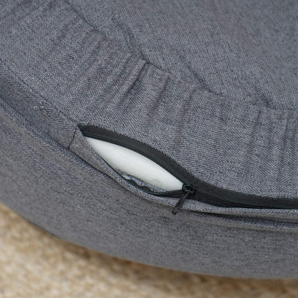 Gray dog sofa - washable cover, backrest, wooden legs