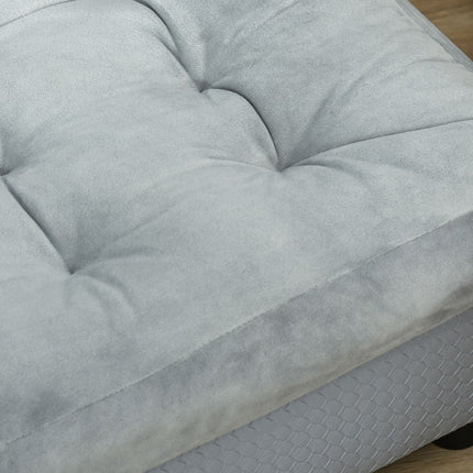 Plush dog bed sofa - natural wood, light blue, 76x45cm