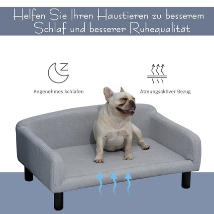 Dog sofa with cover & wooden legs, 82x54x36 cm