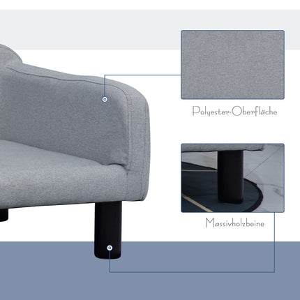 Dog sofa with cover & wooden legs, 82x54x36 cm