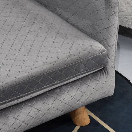 Velvet sofa for small dogs, wooden legs, grey