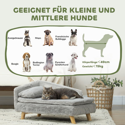 Medium dog sofa with washable cushion, raised design