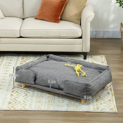 Dog Sofa with Removable Cover, Dark Grey, 96x66x24 cm