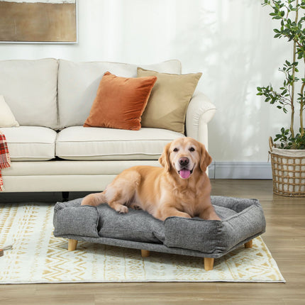 Dog Sofa with Removable Cover, Dark Grey, 96x66x24 cm