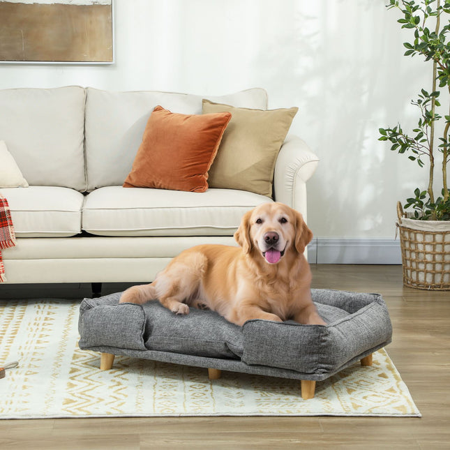 Dog Sofa with Removable Cover, Dark Grey, 96x66x24 cm