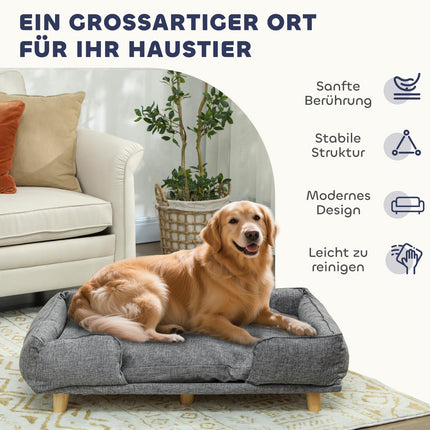 Dog Sofa with Removable Cover, Dark Grey, 96x66x24 cm