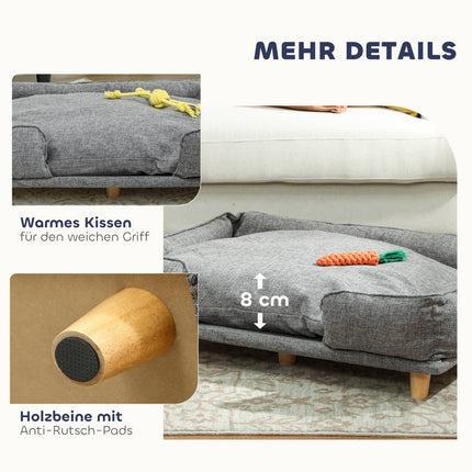 Dog Sofa with Removable Cover, Dark Grey, 96x66x24 cm