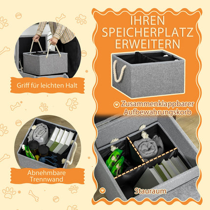 Pet Stairs and Storage - 4 Step Polyester, Light Grey