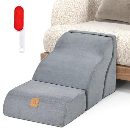 Dog Stairs, 3-Step Foam, Non-Slip Base, Washable Cover