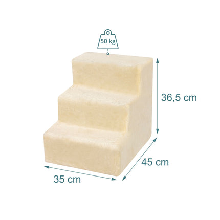 Dog Stairs, 3 Steps – Beige, Soft Plush Cover