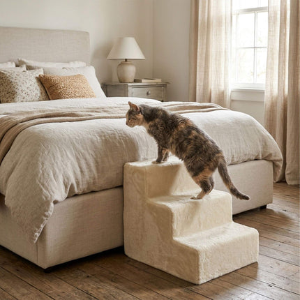 Dog Stairs, 3 Steps – Beige, Soft Plush Cover