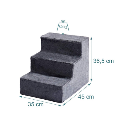 Dog Stairs, 3 Steps – Grey, Soft Plush Cover