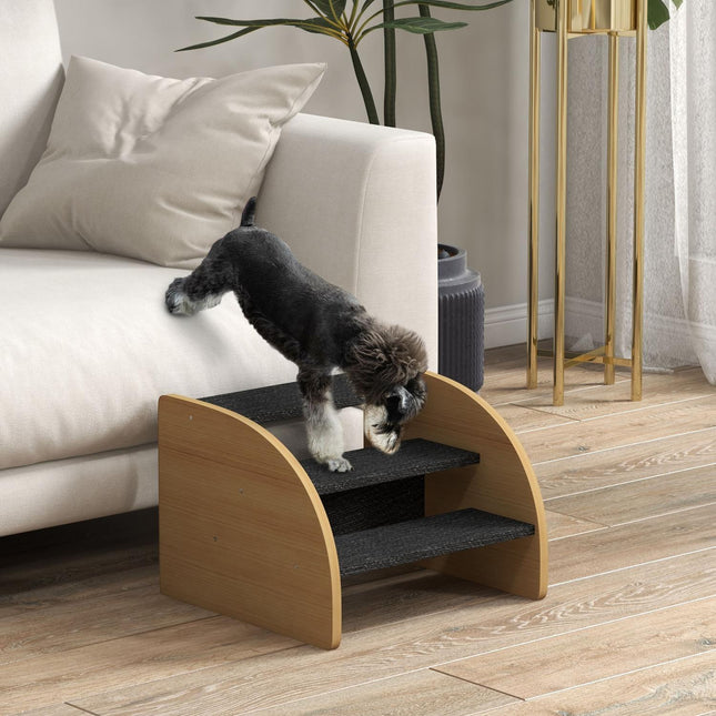 Dog stairs with side wall, non-slip oak, for small pets