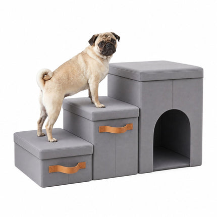 Dog Stairs, Foldable 3-Step With Storage And Hide
