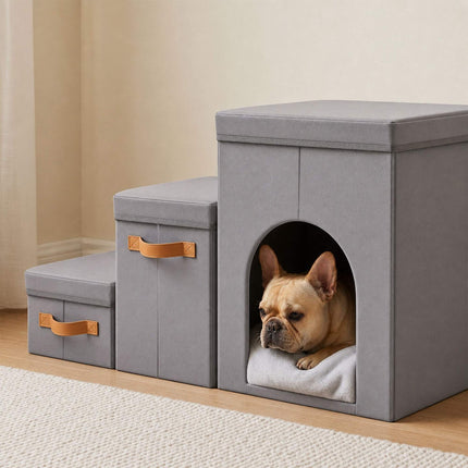 Dog Stairs, Foldable 3-Step With Storage And Hide