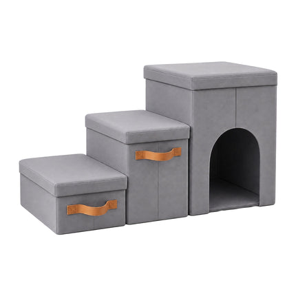 Dog Stairs, Foldable 3-Step With Storage And Hide