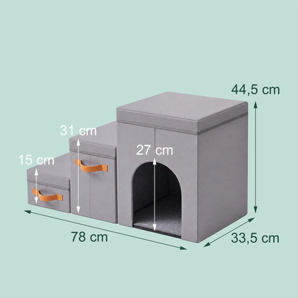 Dog Stairs, Foldable 3-Step With Storage And Hide
