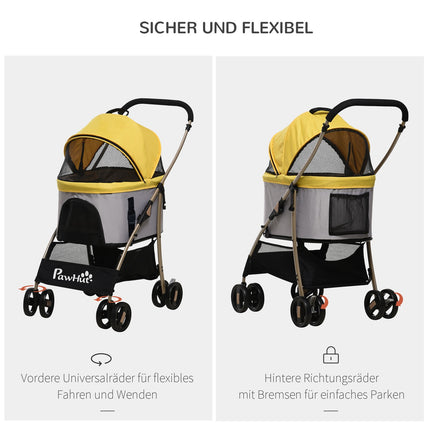 Collapsible dog carriage and carrier with cushion, mesh window