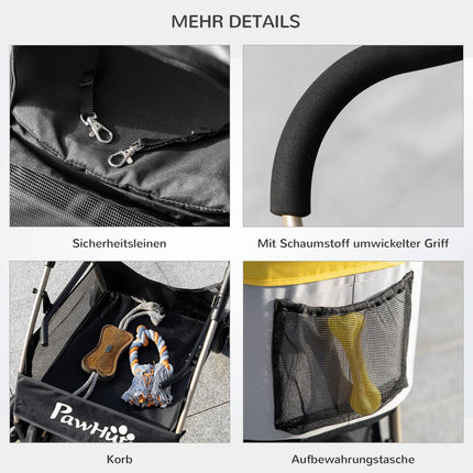 Collapsible dog carriage and carrier with cushion, mesh window